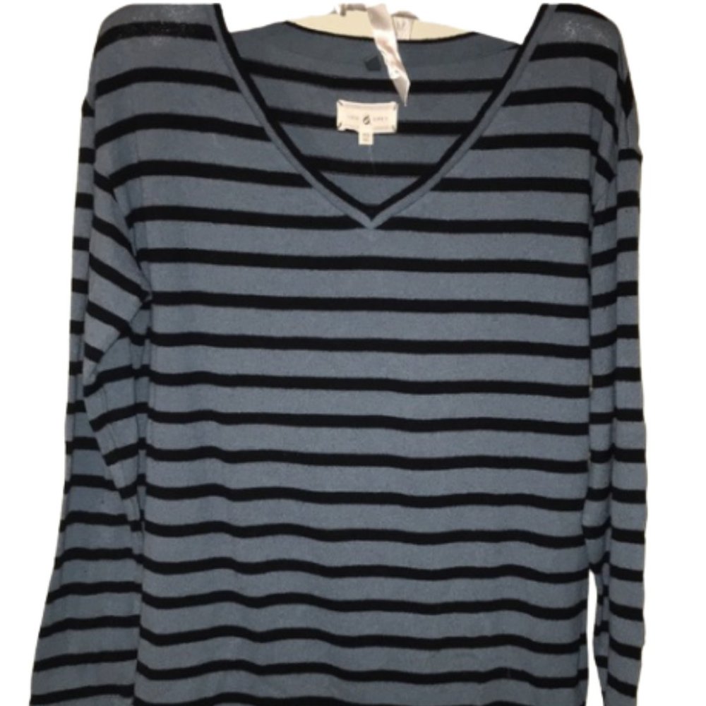 Lou & Grey Striped Light Weight Blue Sweater size xs